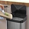 Silver/Black 13-Gallon Stainless Steel Kitchen Trash Can with Motion Sensor Lid